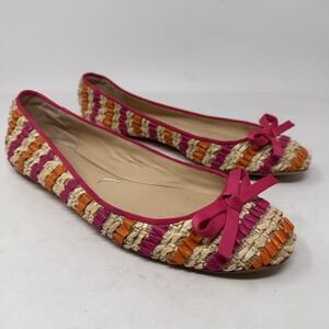 Vera Wang Shoes Womens 8.5‎ Ballet Flats Slip On Pink Orange Jute Leather Lining